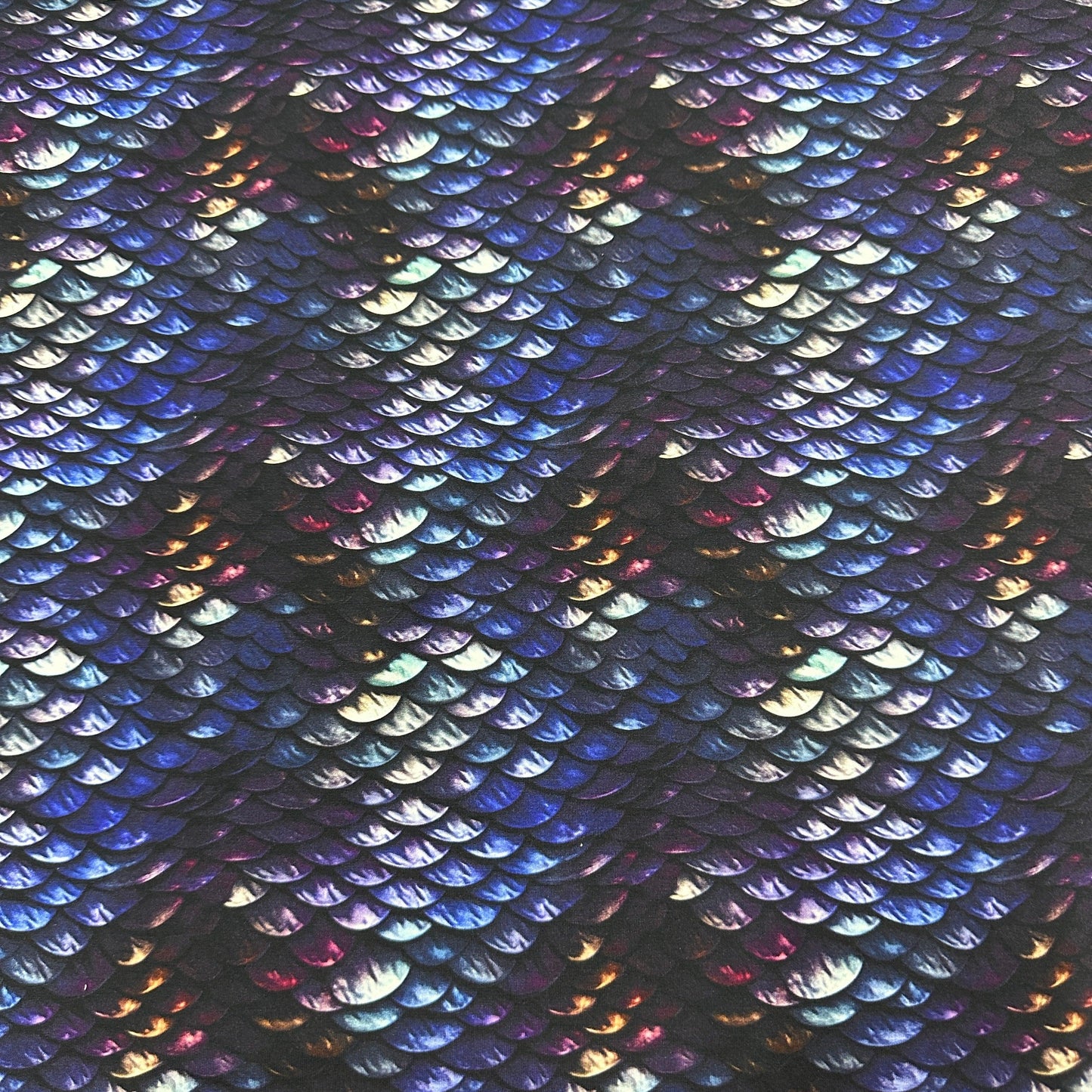 Iridescent Scales on Bamboo Stretch French Terry Fabric - Nature's Fabrics