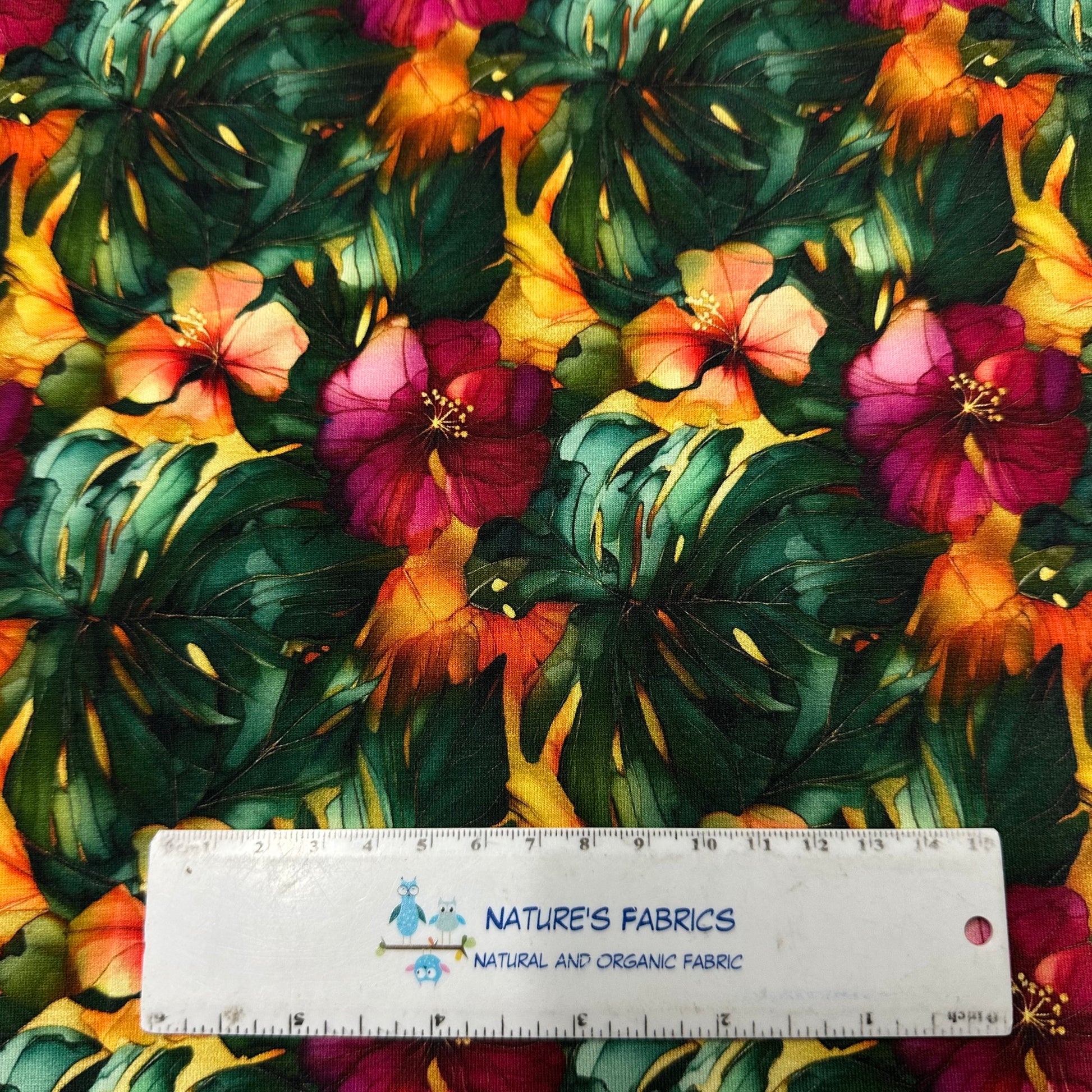 Island Palms on Bamboo/Spandex Jersey Fabric - Nature's Fabrics