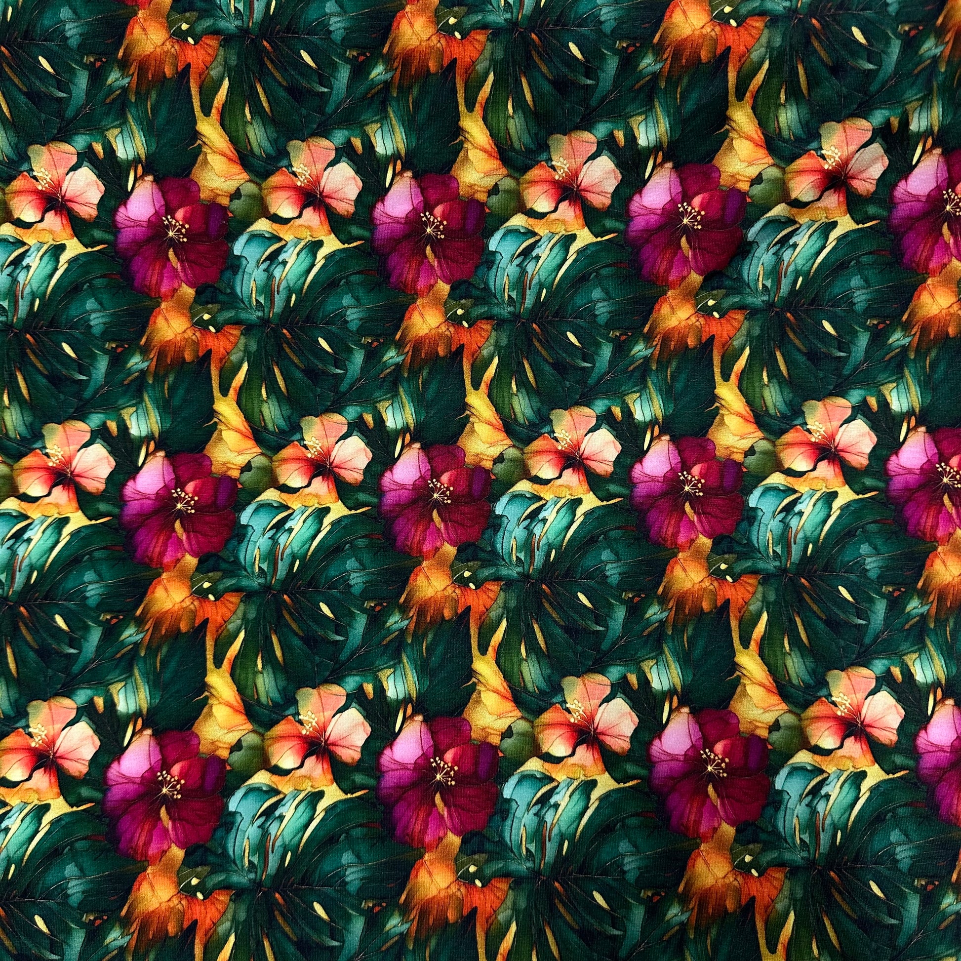 Island Palms on Bamboo/Spandex Jersey Fabric - Nature's Fabrics