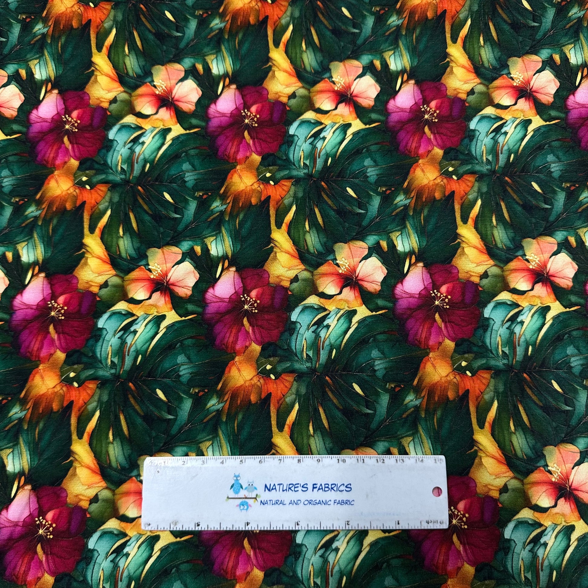 Island Palms on Bamboo/Spandex Jersey Fabric - Nature's Fabrics