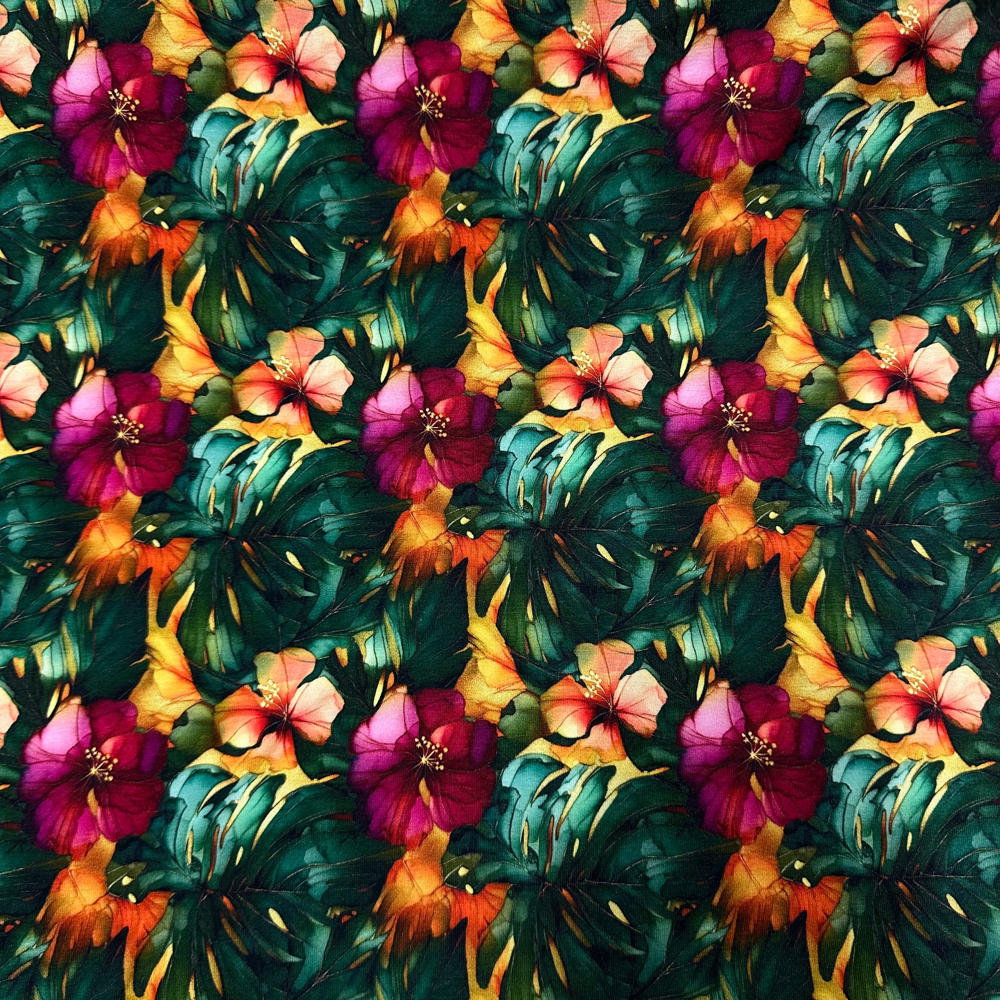 Island Palms on Bamboo/Spandex Jersey Fabric - Nature's Fabrics