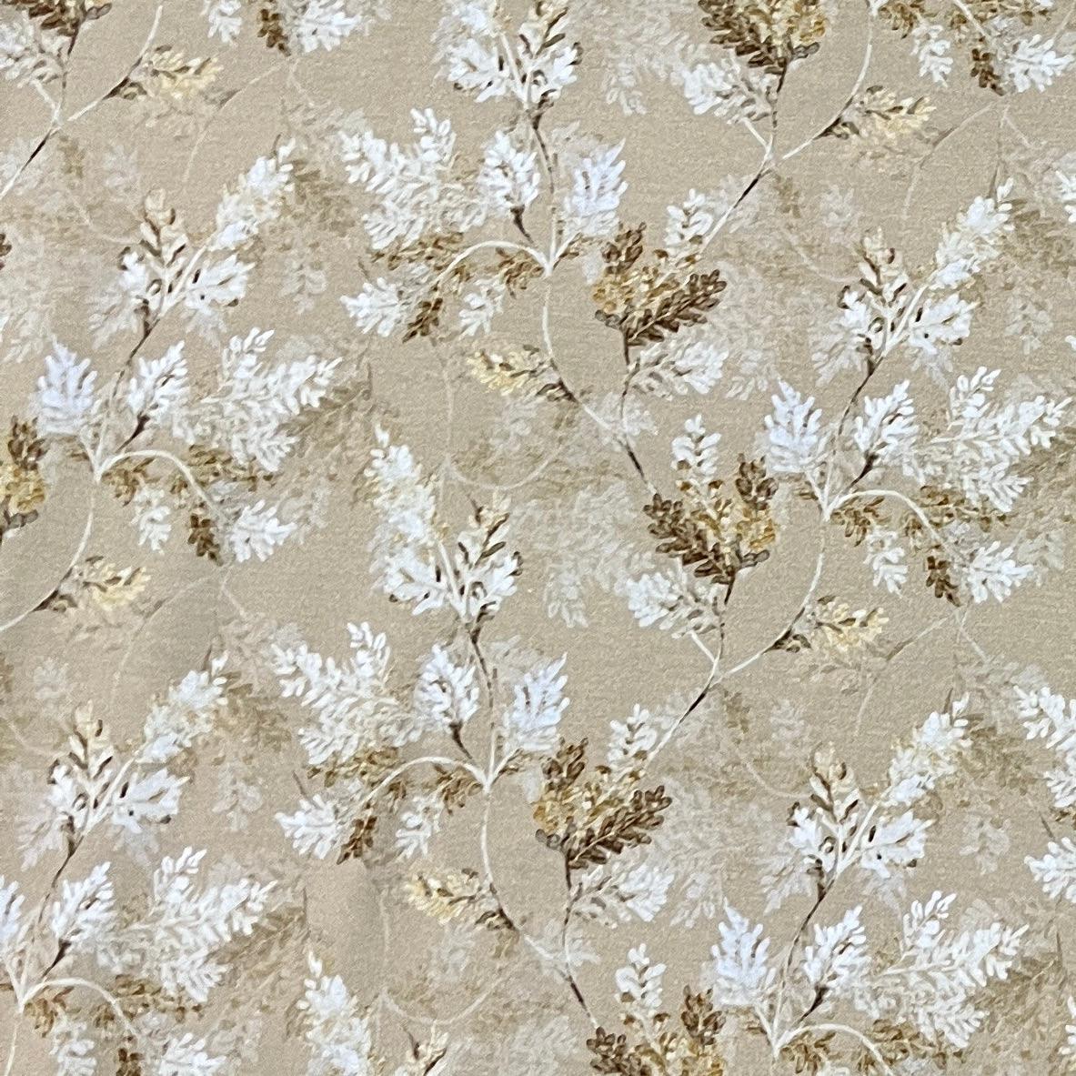 Ivory Sprigs on Tan Bamboo/Spandex Jersey Fabric - Nature's Fabrics