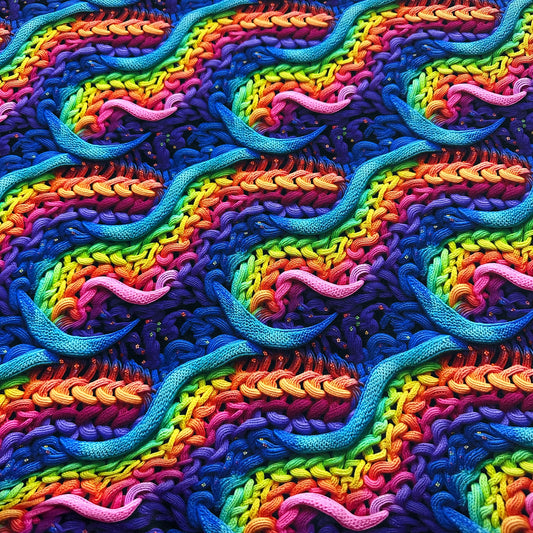 Knitted Rainbow on Bamboo/Spandex Jersey Fabric - Nature's Fabrics
