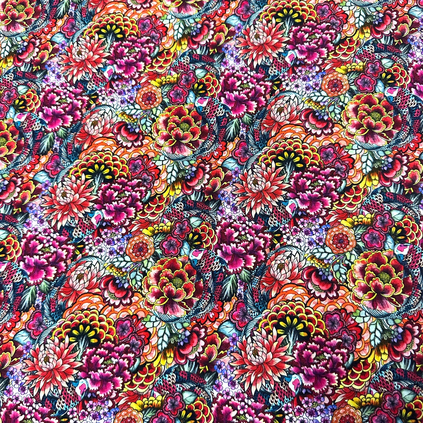 Koi Garden on Bamboo/Spandex Jersey Fabric - Nature's Fabrics