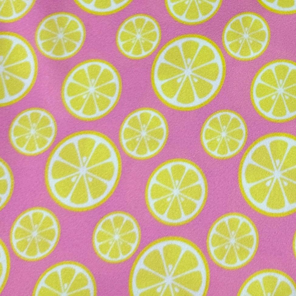 Lemons on Pink 1 mil PUL Fabric - Made in the USA - Nature's Fabrics