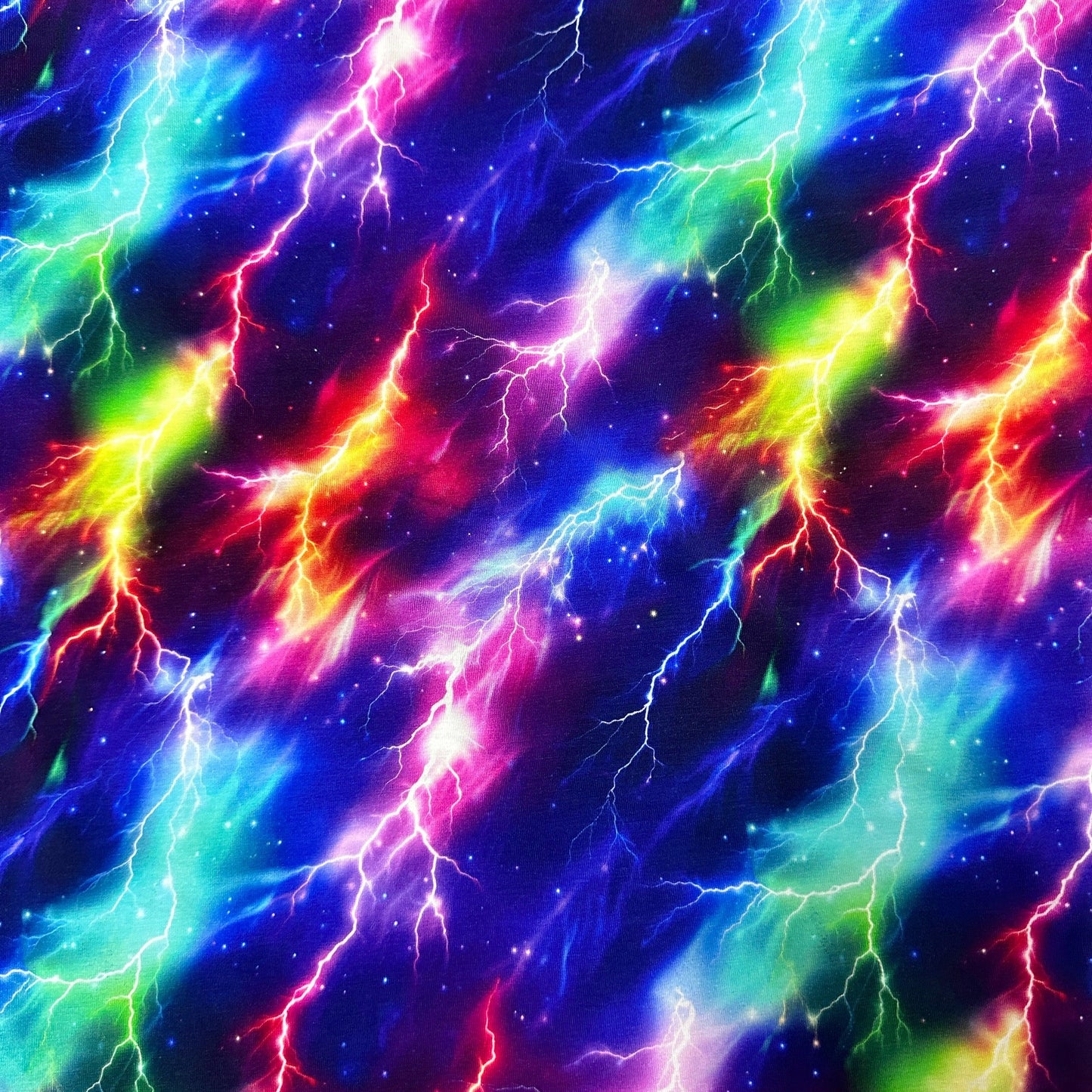 Lightning Storm on Organic Cotton/Spandex Jersey Fabric - Nature's Fabrics