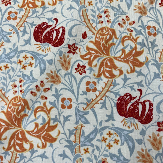 Lillies on Cream Bamboo/Spandex Jersey Fabric - Nature's Fabrics