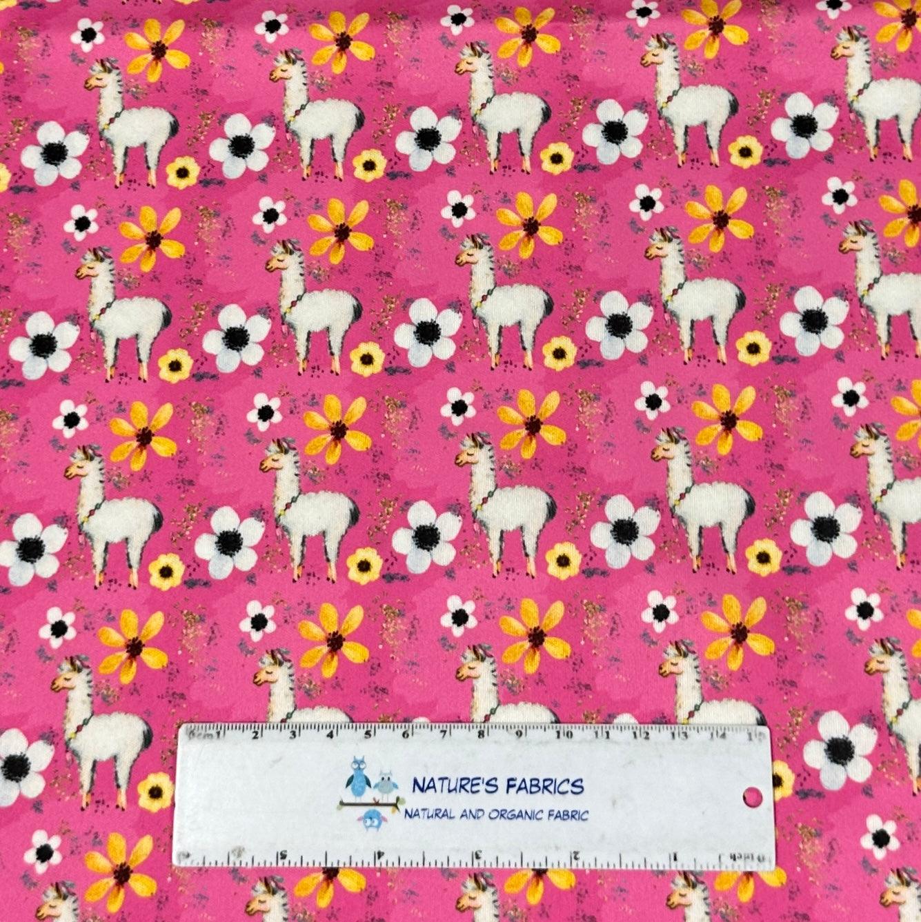 Llamas on Pink 1 mil PUL Fabric - Made in the USA - Nature's Fabrics