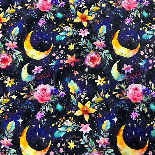 Magic Moon Garden on Bamboo/Spandex Jersey Fabric - Nature's Fabrics