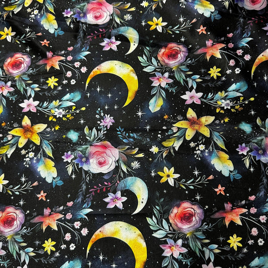 Magic Moon Garden on Double Brushed Polyester Jersey Fabric - Nature's Fabrics