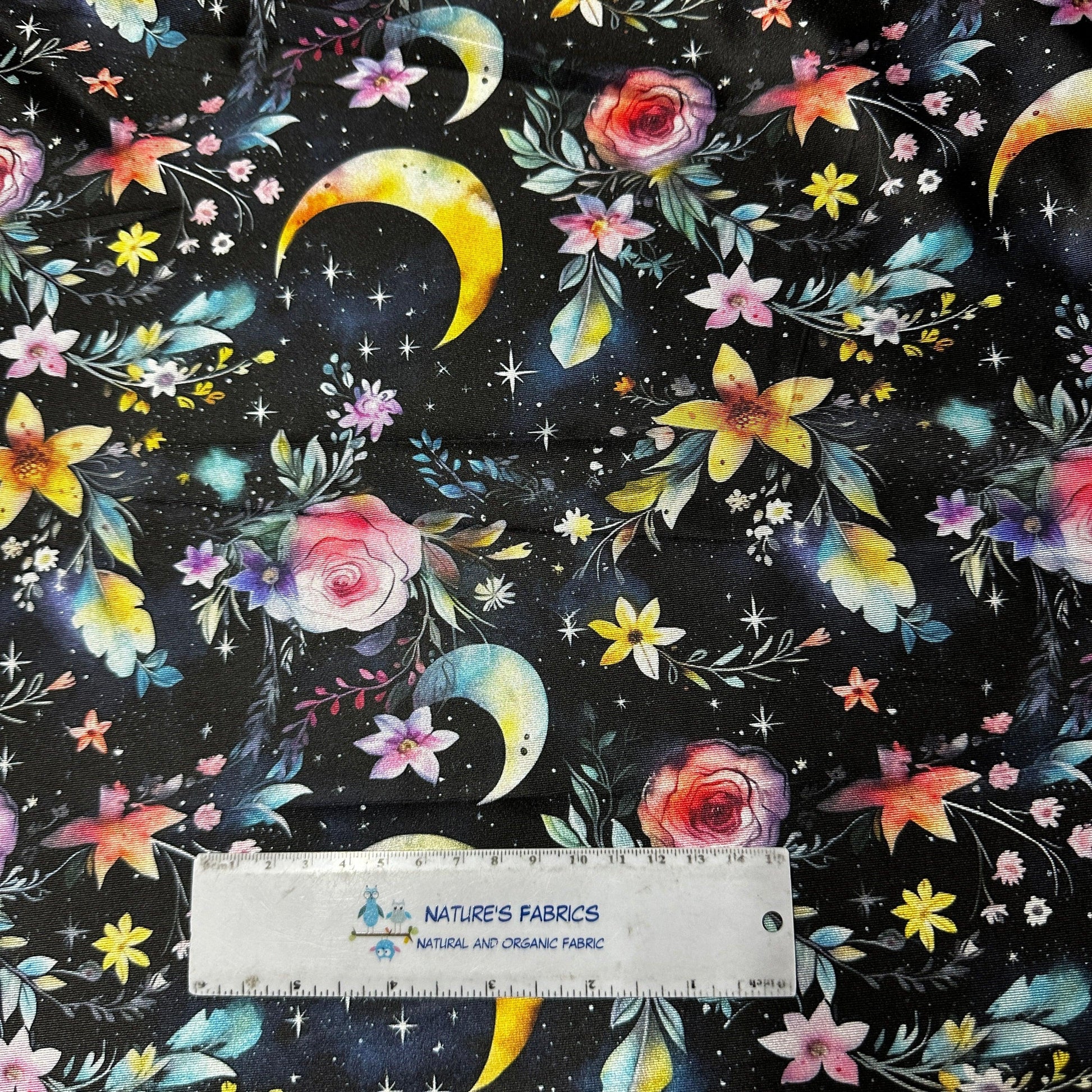 Magic Moon Garden on Double Brushed Polyester Jersey Fabric - Nature's Fabrics