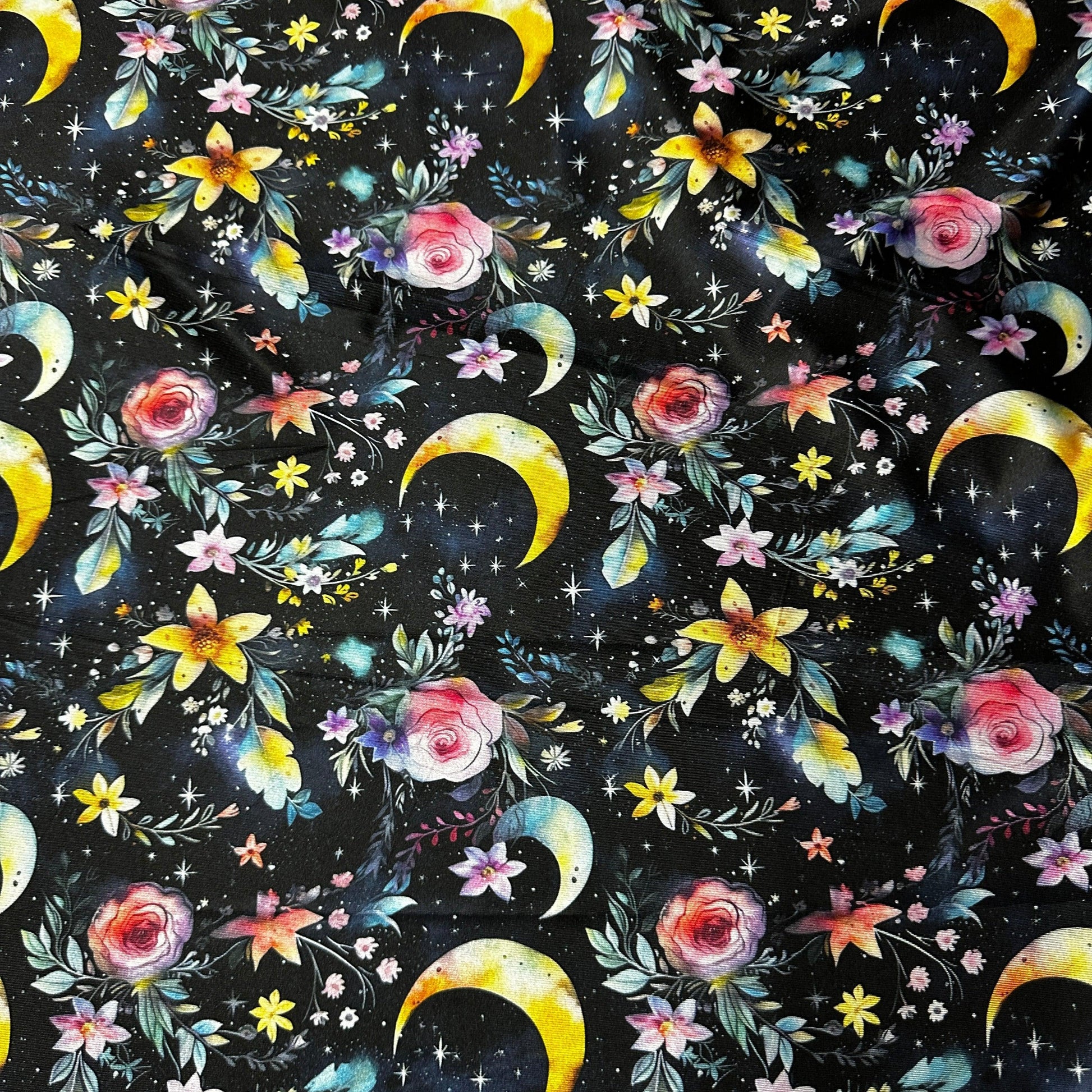 Magic Moon Garden on Double Brushed Polyester Jersey Fabric - Nature's Fabrics