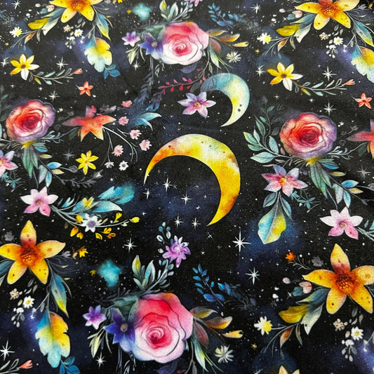 Magic Moon Garden on Polyester Velour Fabric - Nature's Fabrics