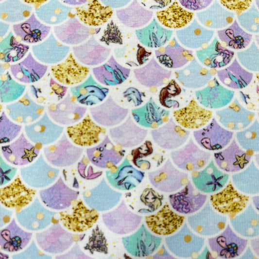 Mermaid Scales on Bamboo/Spandex Jersey Fabric - Nature's Fabrics
