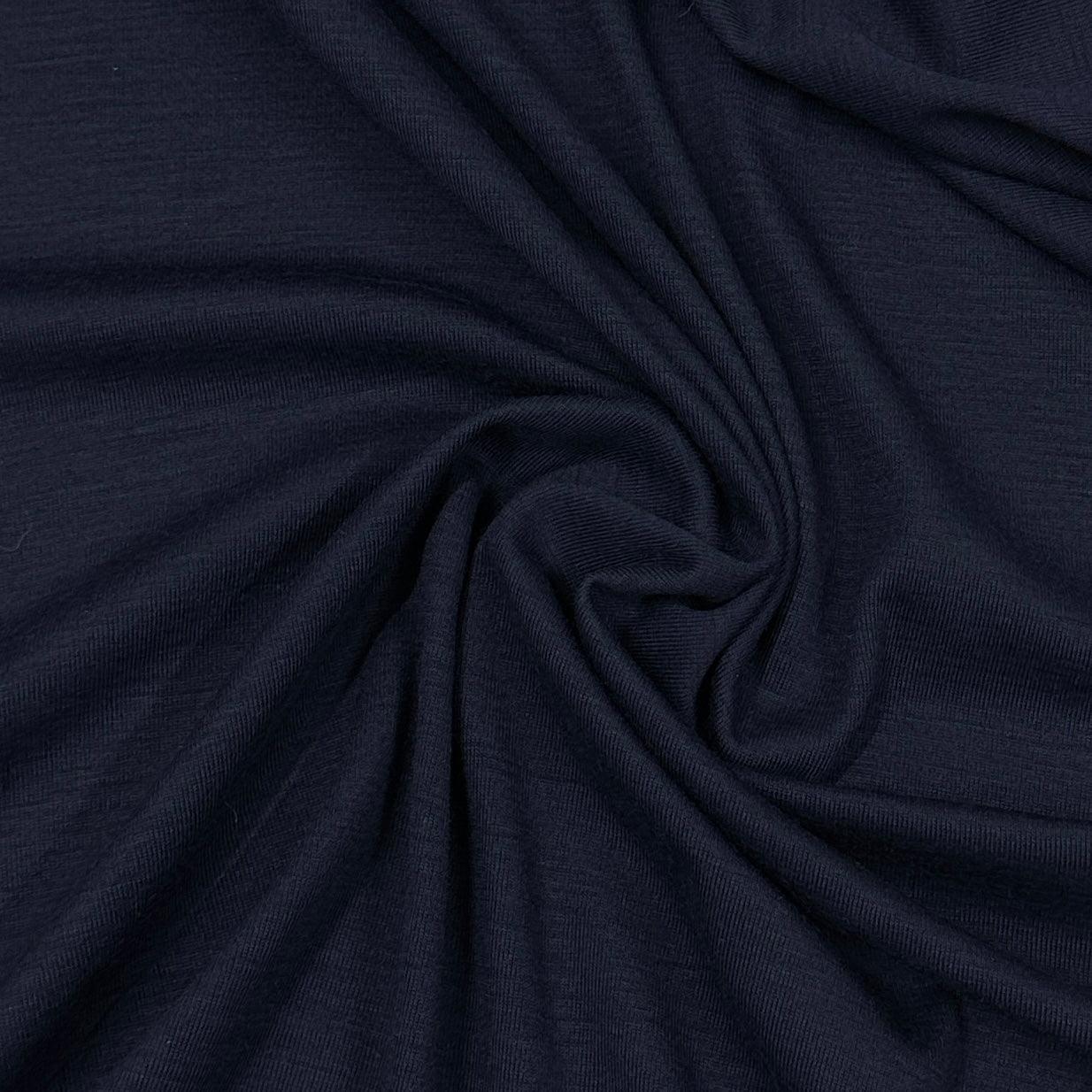 Midnight Merino Wool Rib Knit Fabric - 1x1 - Nature's Fabrics
