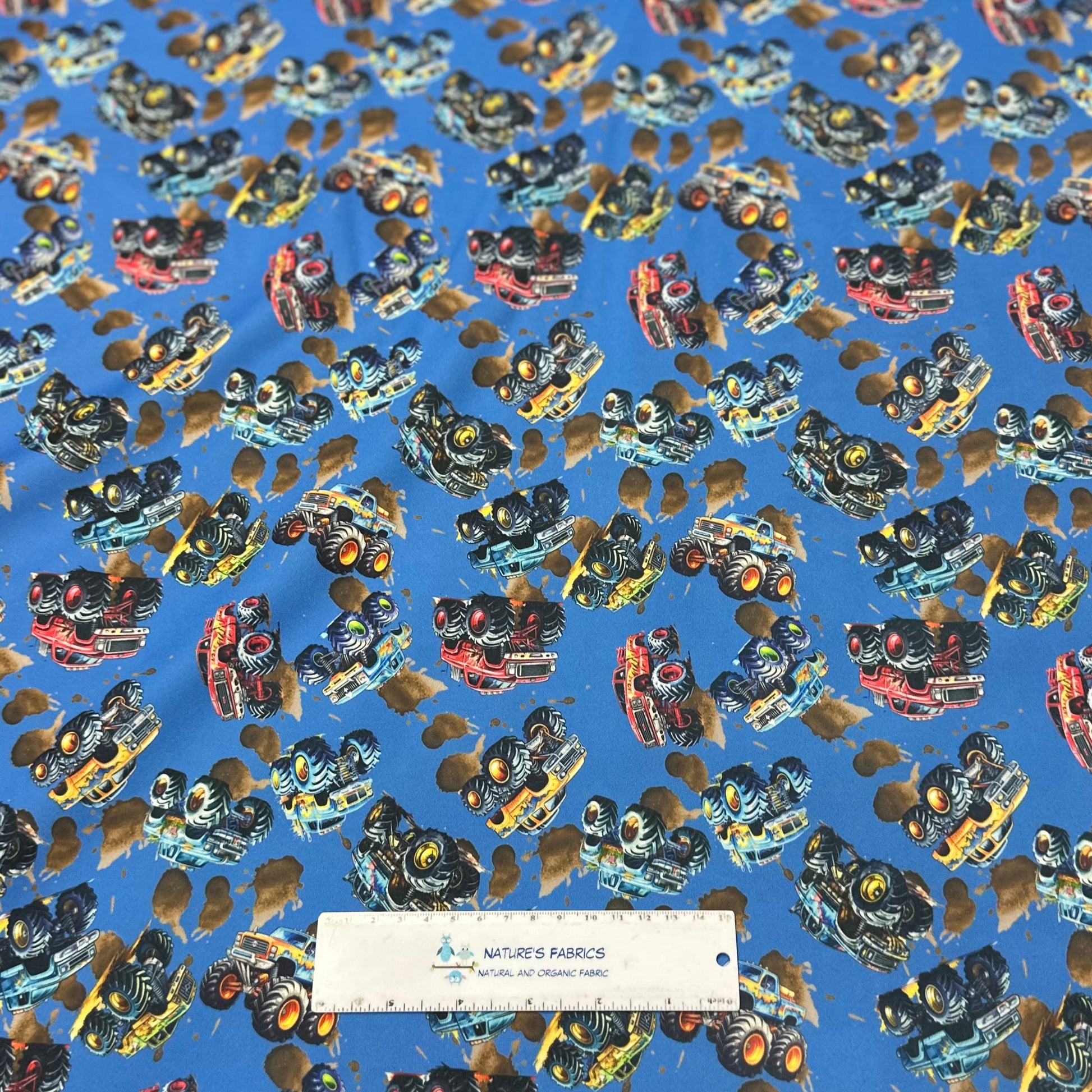 Monster Trucks 1 mil PUL Fabric - Made in the USA - Nature's Fabrics