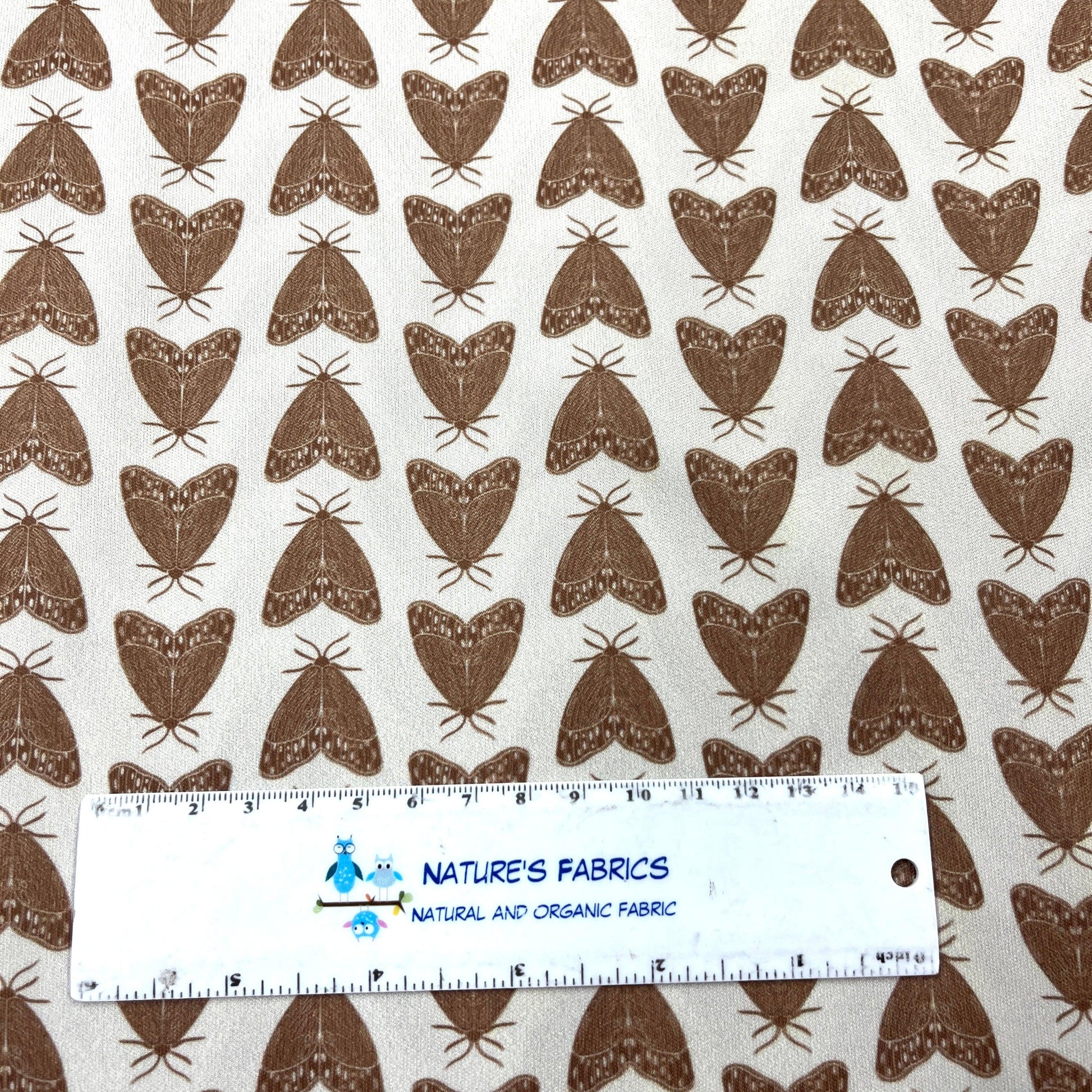 Moths on Tan 1 mil PUL Fabric- Made in the USA - Nature's Fabrics