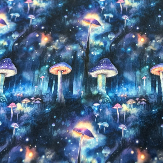 Mushroom Forest at Night 1 mil PUL Fabric - Made in the USA - Nature's Fabrics