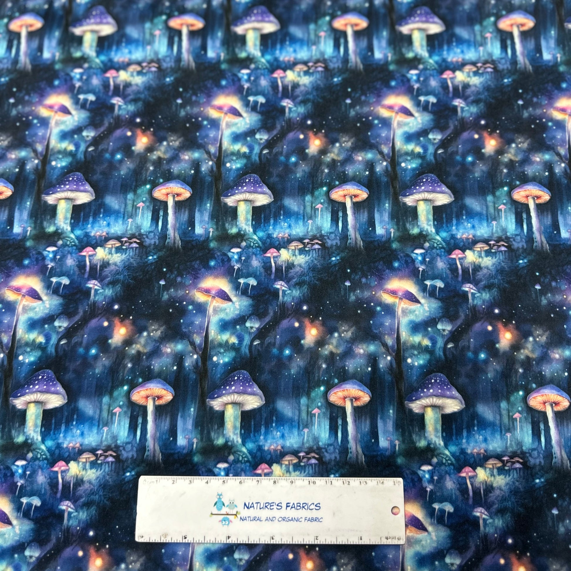 Mushroom Forest at Night 1 mil PUL Fabric - Made in the USA - Nature's Fabrics