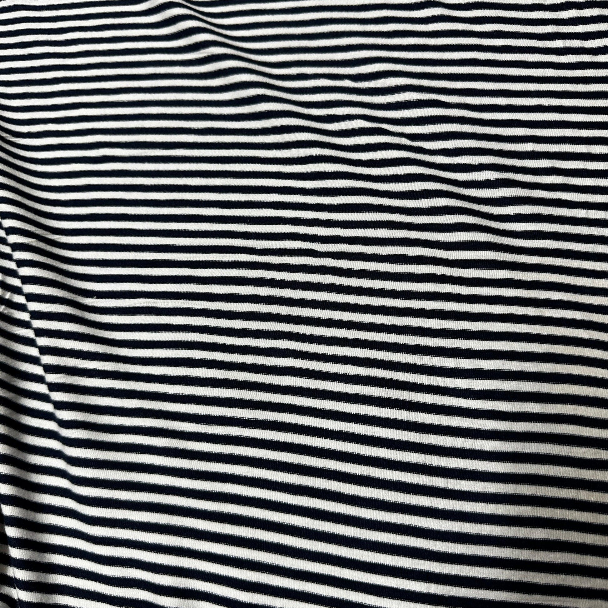 Navy and White 4mm Stripes on Bamboo/Spandex Jersey Fabric - Nature's Fabrics