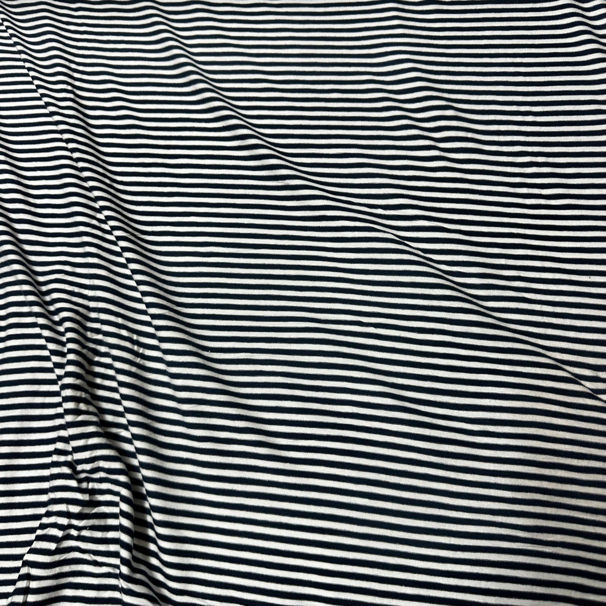 Navy and White 4mm Stripes on Bamboo/Spandex Jersey Fabric - Nature's Fabrics