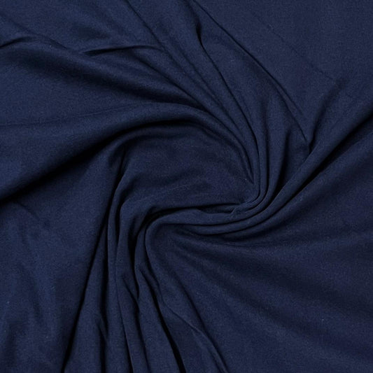Navy Cotton Rib Knit Fabric - Nature's Fabrics