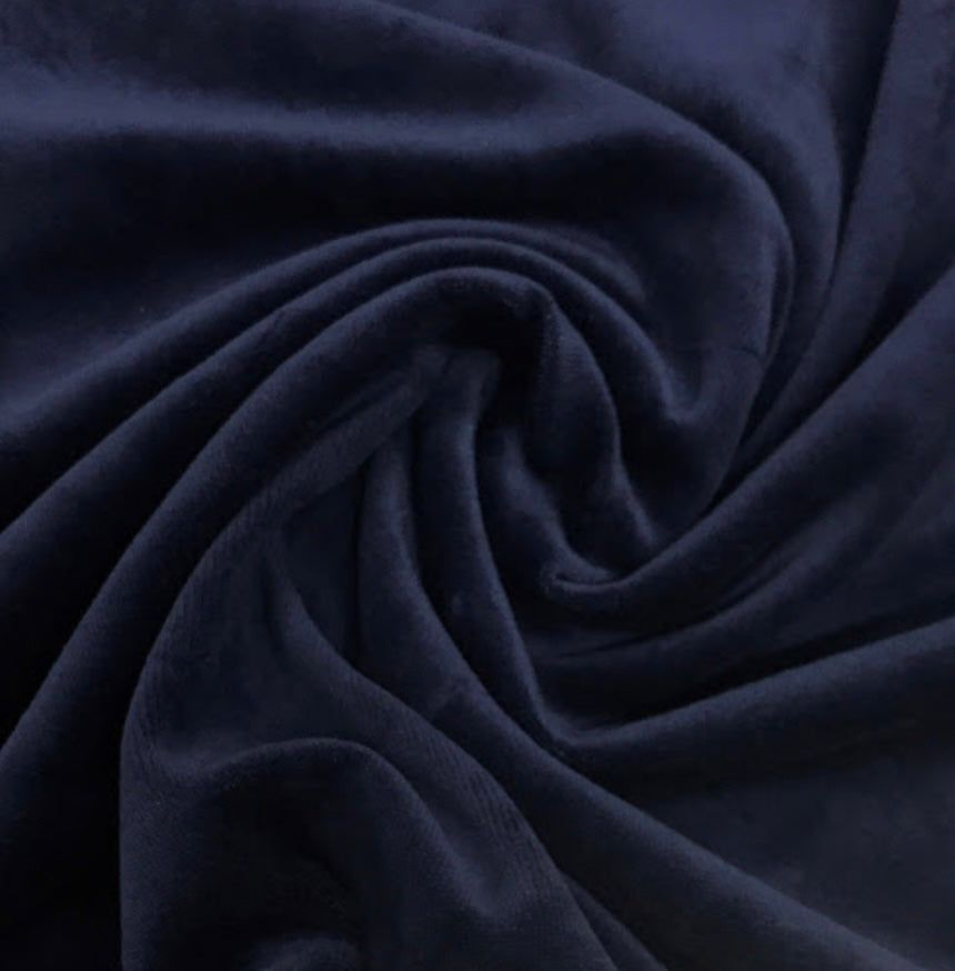 Navy Organic Cotton Velour Fabric - Nature's Fabrics