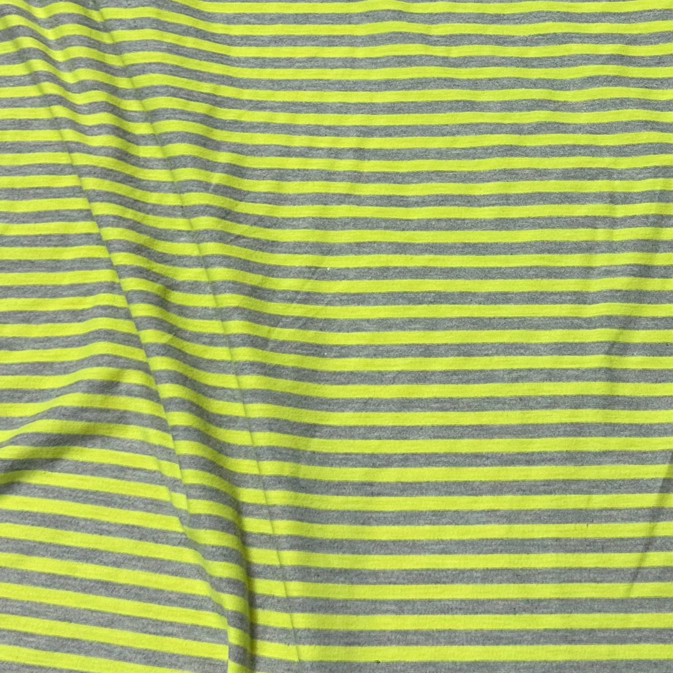 Neon Green and Gray Stripes on Polyester/Spandex Jersey Fabric - Nature's Fabrics