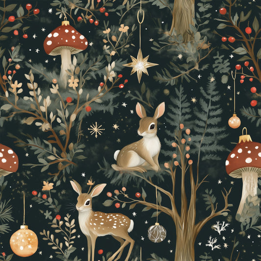 Whimsical Winter Forest on Bamboo/Spandex Jersey Fabric