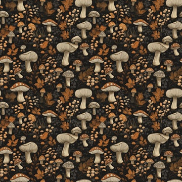 Fall Toadstools on Bamboo/Spandex Jersey Fabric