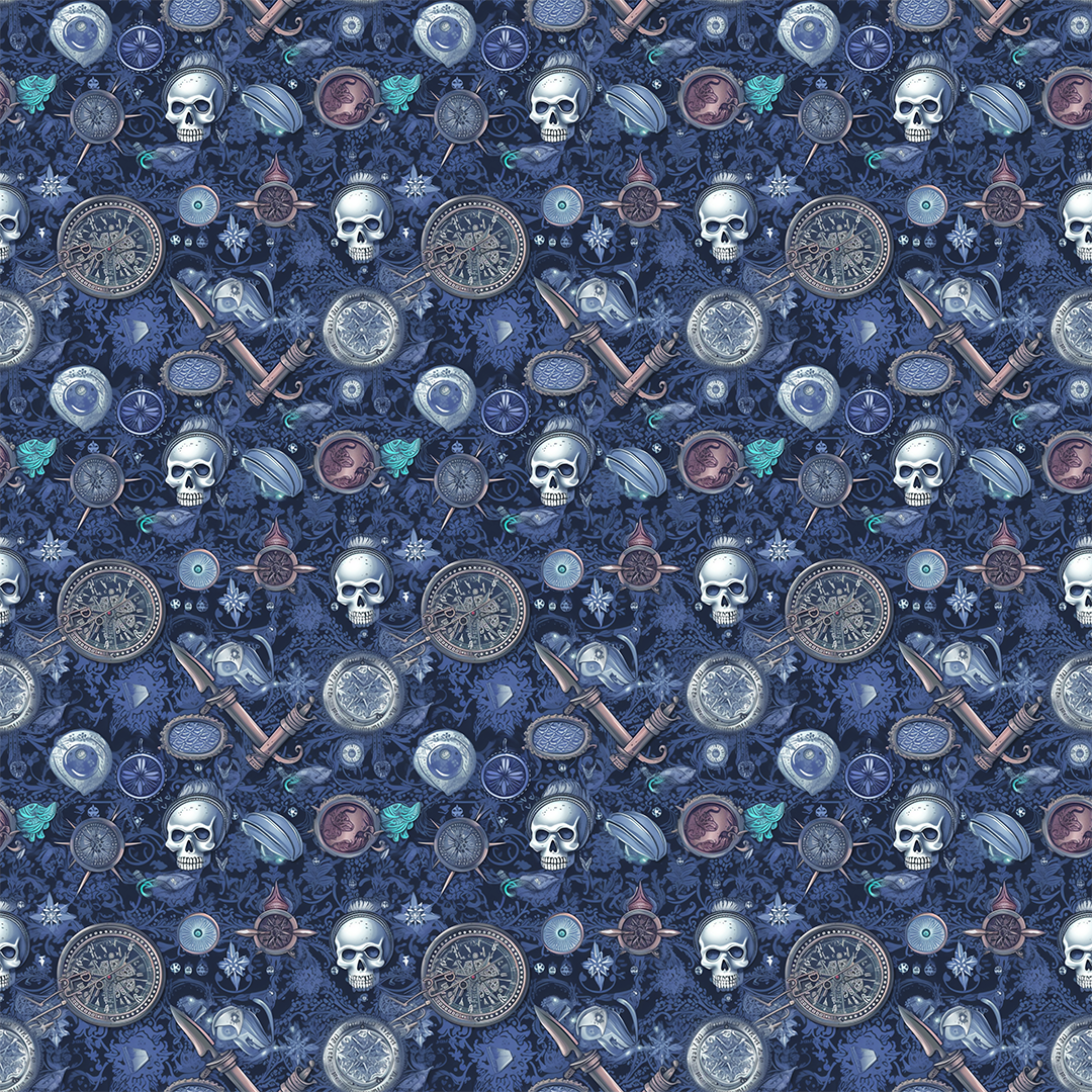 Pirate Skulls on Bamboo/Spandex Jersey Fabric