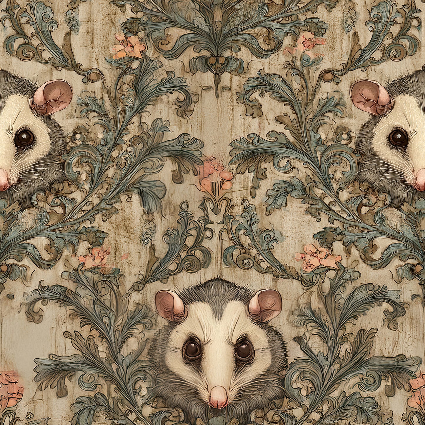 Possums on Bamboo Stretch French Terry Fabric