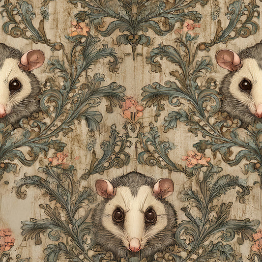 Possums on Bamboo Stretch French Terry Fabric