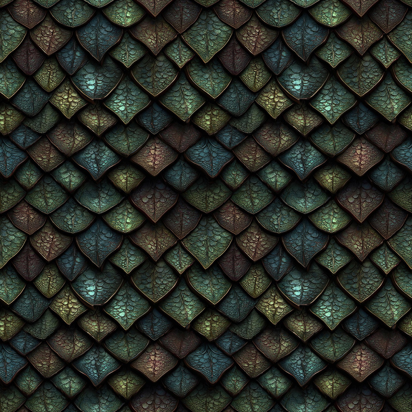 Green Metal Scales on Bamboo Stretch French Terry Fabric