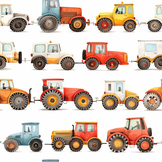 Tractor Show on Bamboo/Spandex Jersey Fabric