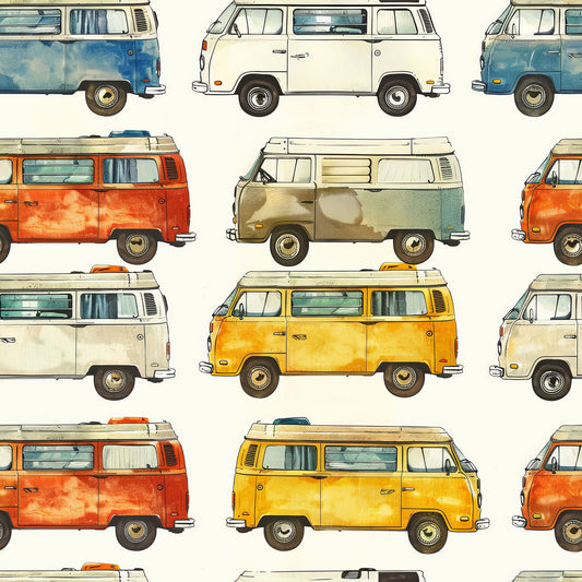 Camper Vans on Bamboo/Spandex Jersey Fabric