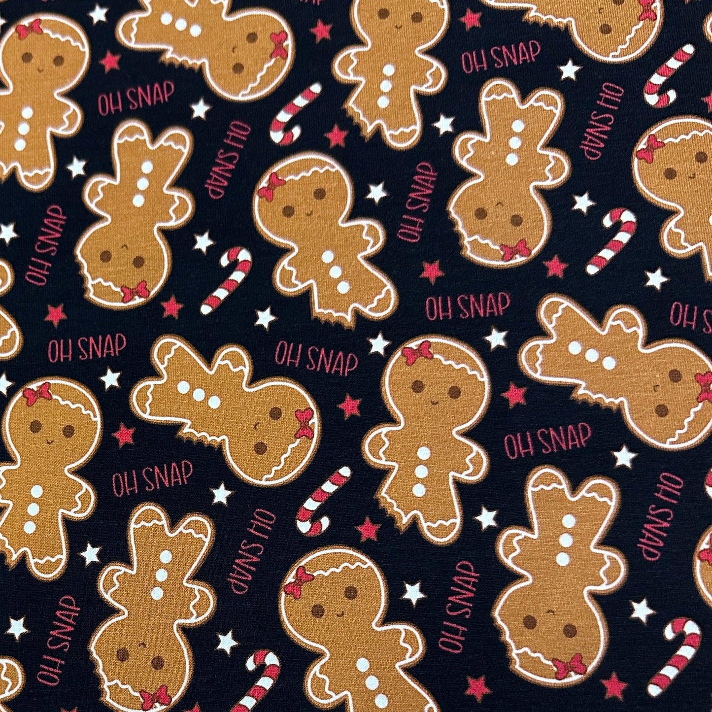 Oh Snap - Gingerbread Women on Bamboo/Spandex Jersey Fabric - Nature's Fabrics