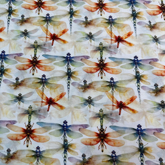 Orange Dragonflies on Bamboo/Spandex Jersey Fabric - Nature's Fabrics