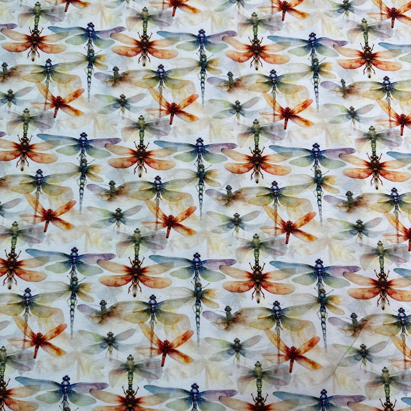Orange Dragonflies on Organic Cotton/Spandex Jersey Fabric - Nature's Fabrics