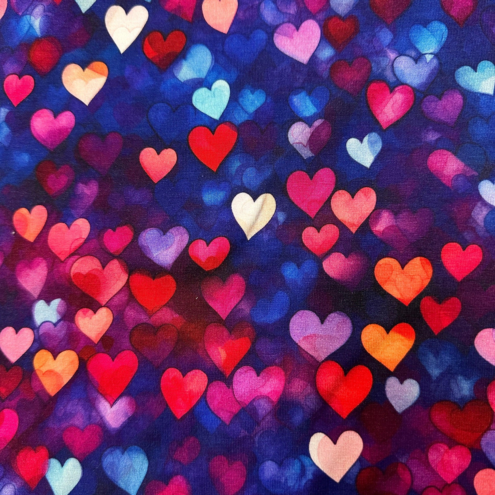 Painted Hearts on Bamboo/Spandex Jersey Fabric - Nature's Fabrics