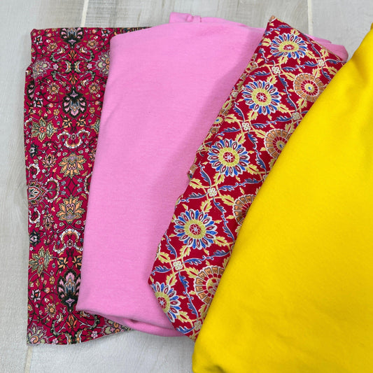 Paisley Floral Cotton/Spandex Jersey Fabric Bundle G412 - Nature's Fabrics