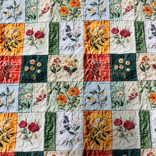 Patchwork Quilt on Bamboo/Spandex Jersey Fabric - Nature's Fabrics