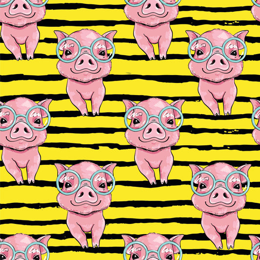 Pigs in Glasses on Bamboo/Spandex Jersey by Natures Fabrics