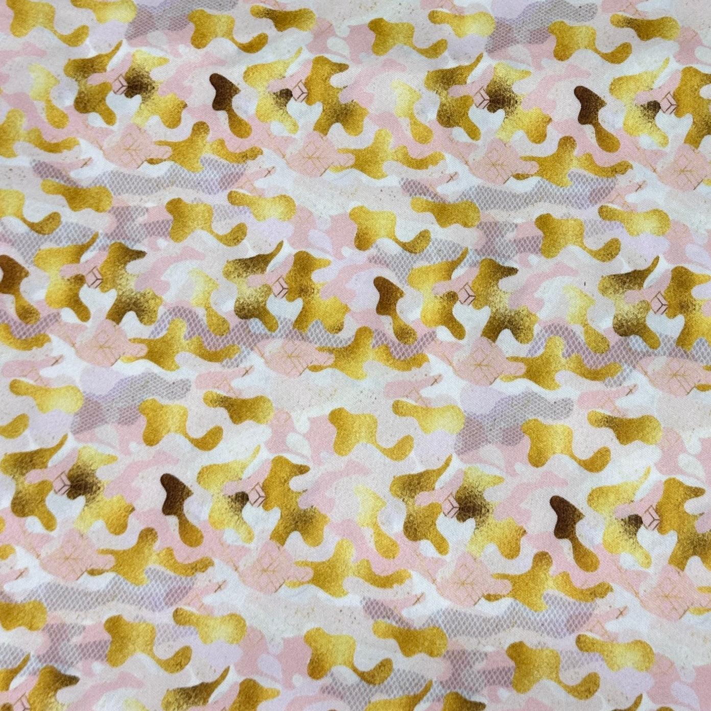 Pink and Gold Camo 1 mil PUL Fabric - Made in the USA - Nature's Fabrics