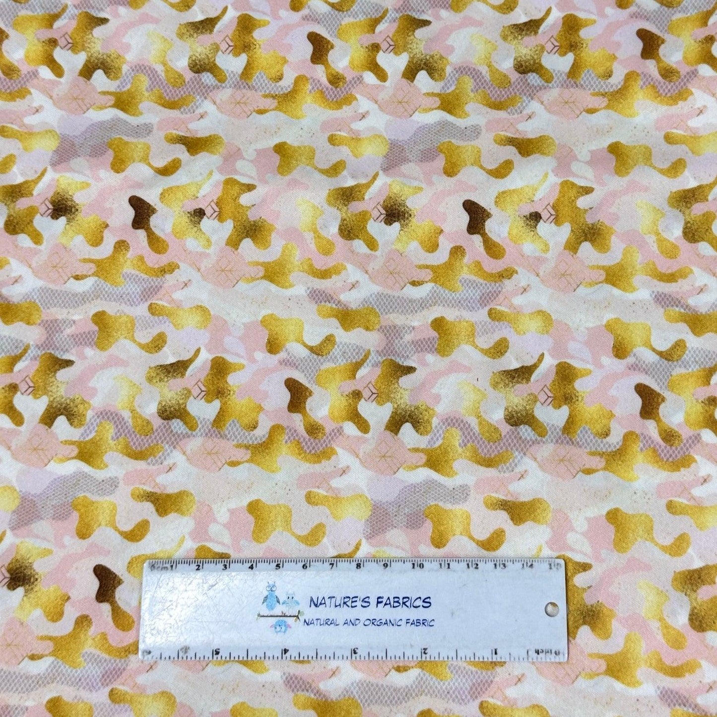 Pink and Gold Camo 1 mil PUL Fabric - Made in the USA - Nature's Fabrics