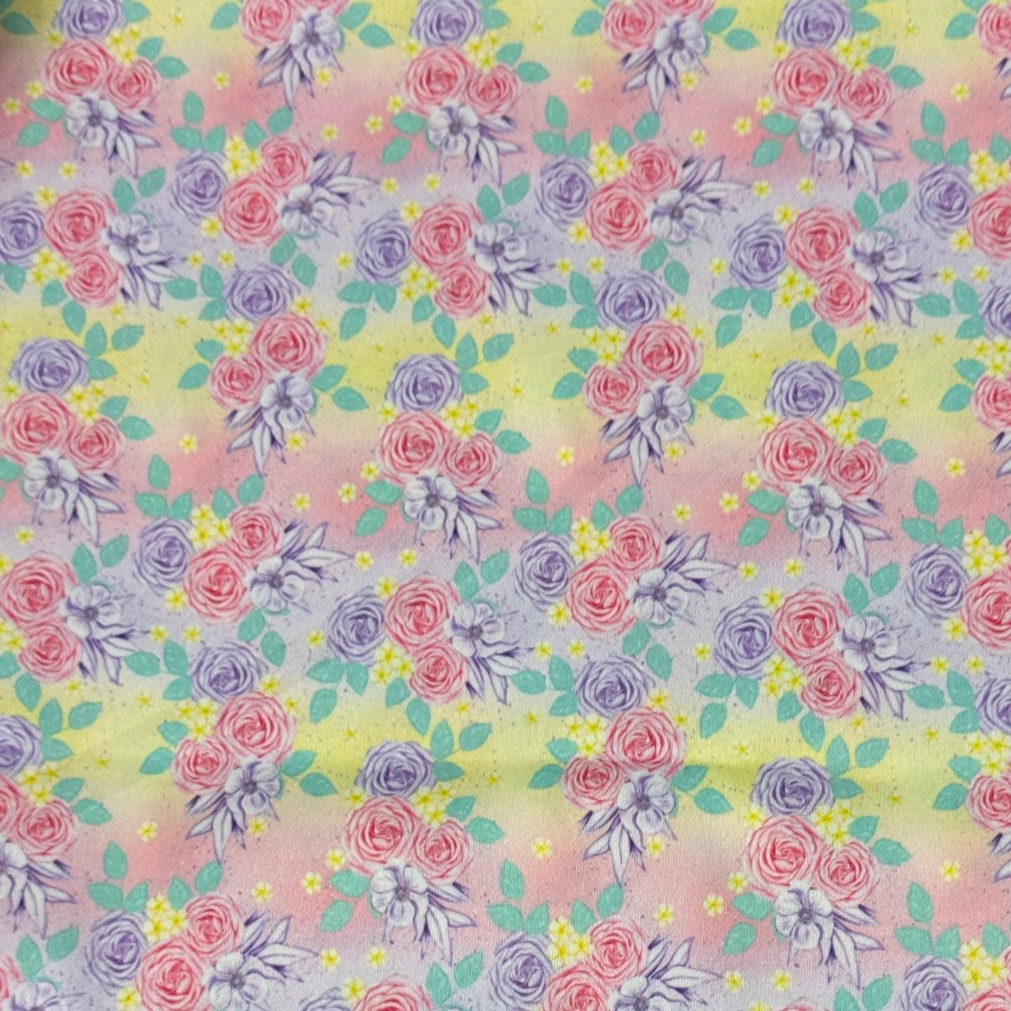 Pink and Purple Roses 1 mil PUL Fabric - Made in the USA - Nature's Fabrics