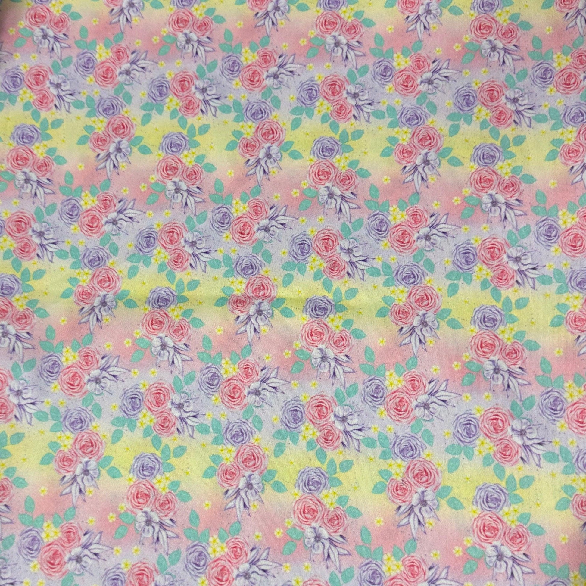 Pink and Purple Roses 1 mil PUL Fabric - Made in the USA - Nature's Fabrics