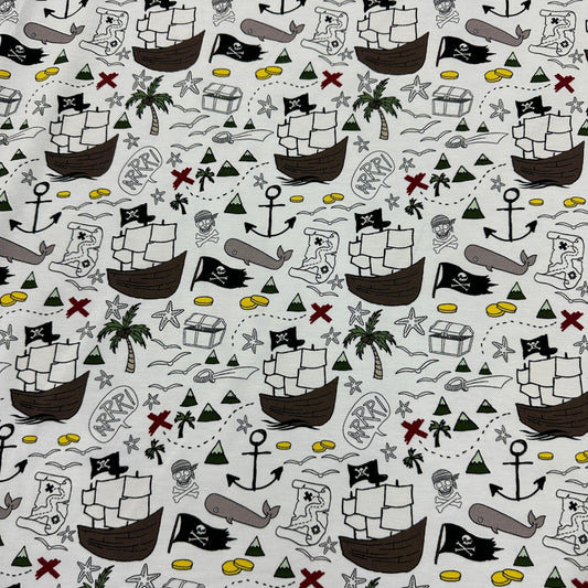 Pirate Adventure on Bamboo/Spandex Jersey Fabric - Nature's Fabrics