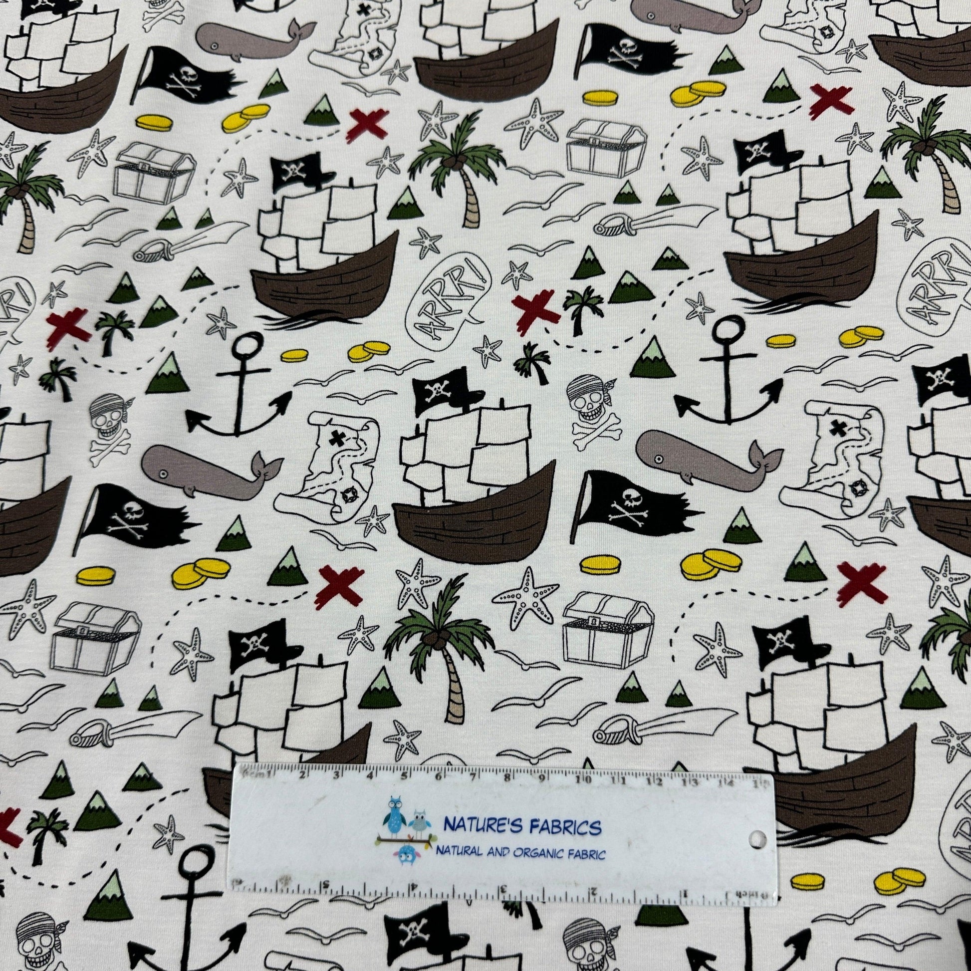 Pirate Adventure on Bamboo/Spandex Jersey Fabric - Nature's Fabrics