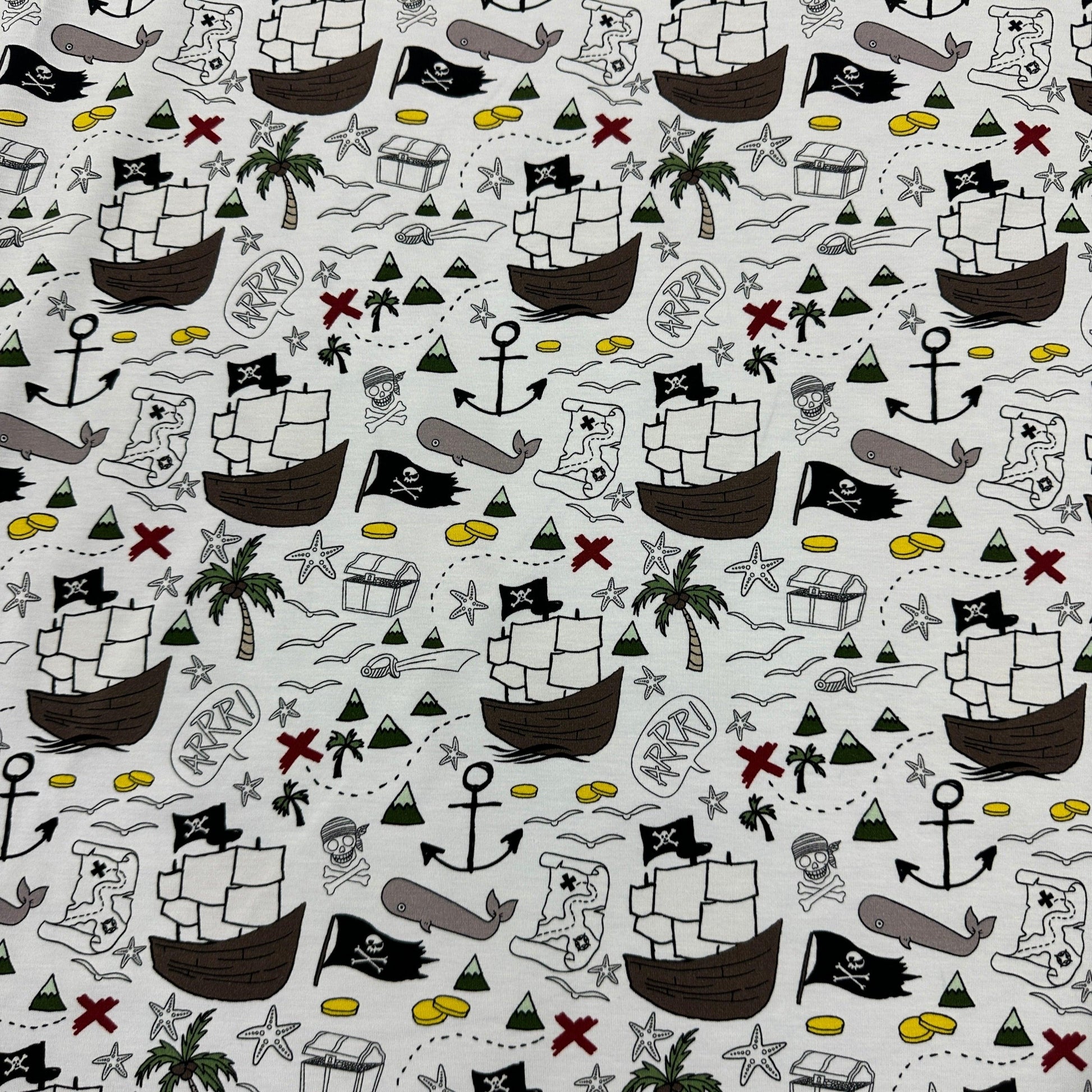 Pirate Adventure on Bamboo/Spandex Jersey Fabric - Nature's Fabrics